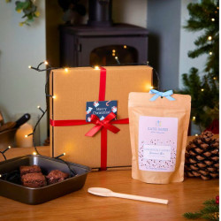Christmas Chocolate Brownie Baking Kit Gift Set with Baking Tin and Silicone Spoon