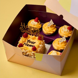 Personalised Mango Dream Bento Cake with Cupcakes Gift - Egg free, 4.5"