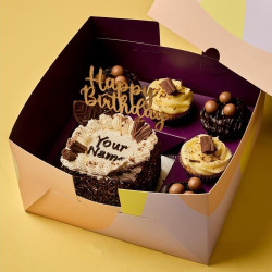 Personalised Chocolate Flake Bento Cake with Cupcakes - Egg Free, 4.5"