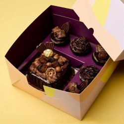 Personalised Loaded Brownie Bento Cake with Cupcakes Gift - Egg Free, 4.5"