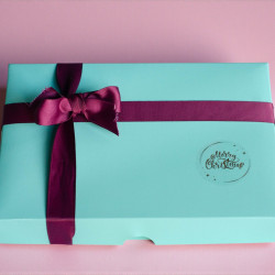 Merry Christmas Chocolate Brazilian Brigadeiro Gift - Box of 24 with Burgundy Ribbon