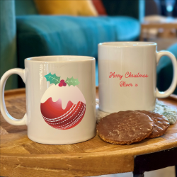 Christmas Pudding Cricket Christmas Mug