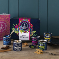 Wedding Anniversary Luxury Indian Spice Gift Tin - Spice Blends, Recipe Book & Candle