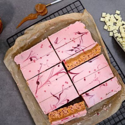 Gluten Free Raspberry White Choc Cornflake Millionaires, Valentine's Edition