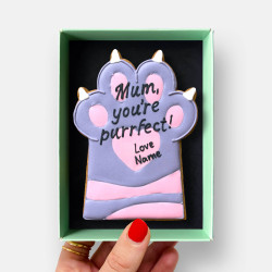 Personalised Best Mum Cat Paw Iced Biscuit Mother's Day Letterbox Gift