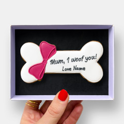 Personalised Best Mum Dog Bone Iced Biscuit Mother's Day Letterbox Gift