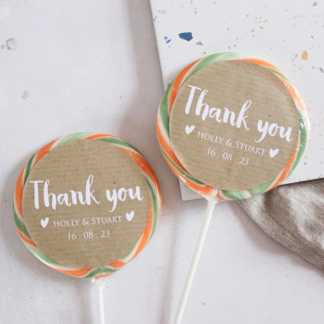 Personalised 'Thank You' Giant Wedding Lollipops Personalised 'Thank You' Giant Wedding Lollipops