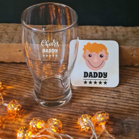 Personalised Father's Day Pint Glass and Coaster Set