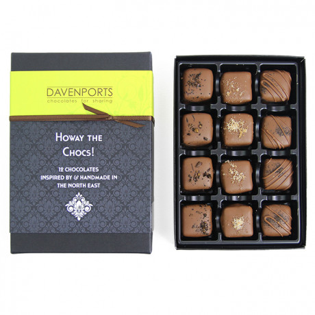 'Howay the Chocs!' Gift Box of Handmade Chocolates, 12 pieces