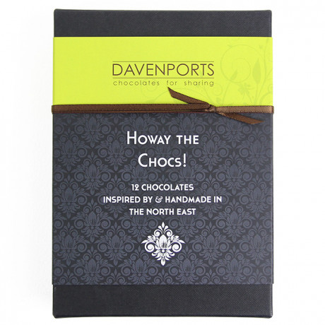 'Howay the Chocs!' Gift Box of Handmade Chocolates, 12 pieces