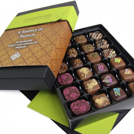 A Shuffle of Truffles, Gift Box of Handmade Chocolates, 24 pieces