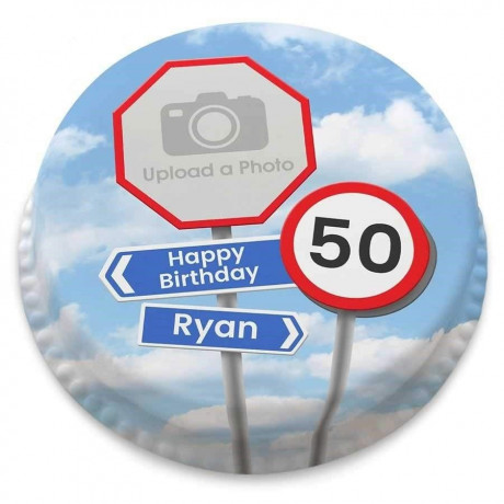 Any Age Road Signs Photo Letterbox Cake