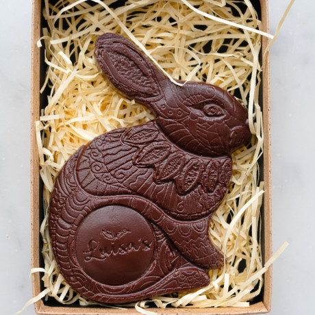 Plant-based Artisan Dark Chocolate Easter Bunny Dairy-Free Gluten-Free Vegan Gift Single Origin 75% Solomon Islands