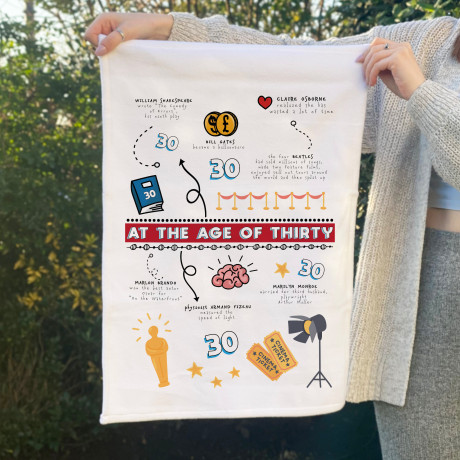 Personalised 30th Birthday 1992 Microfibre Tea Towel