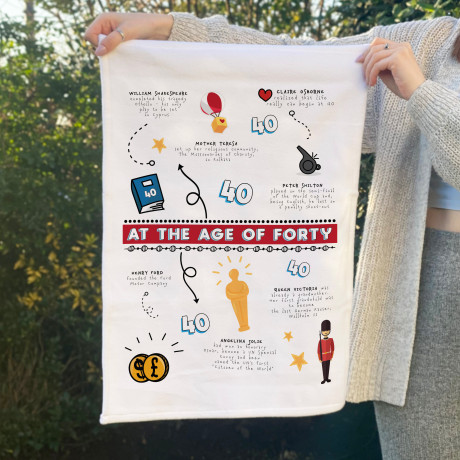 Personalised 40th Birthday Microfibre Tea Towel Personalised 40th Birthday Microfibre Tea Towel
