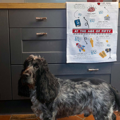 50th birthday tea towel