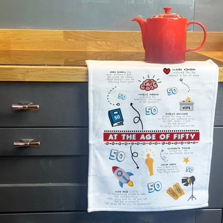 Personalised 50th Birthday Microfibre Tea Towel