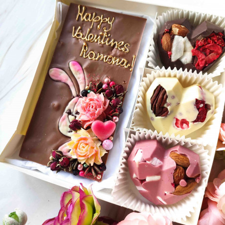 Personalised Chocolate Easter Bunny &amp; Eggs Gift Box