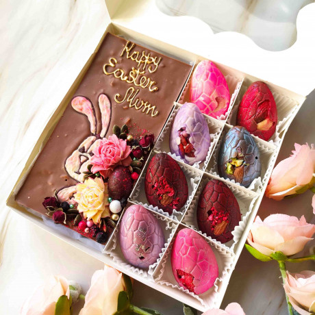Personalised Chocolate Easter Bunny &amp; Eggs Gift Box