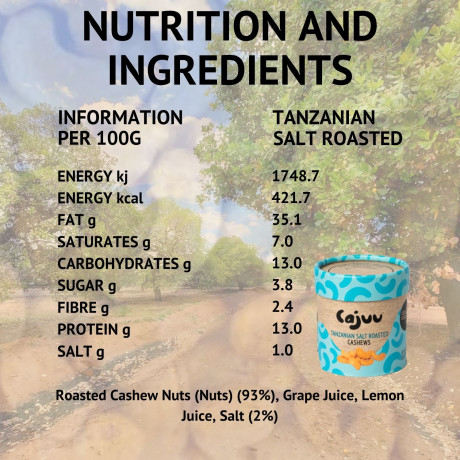 Lake Natron Salt and Pepper Cashew Nuts (6 x 80g Tubes)