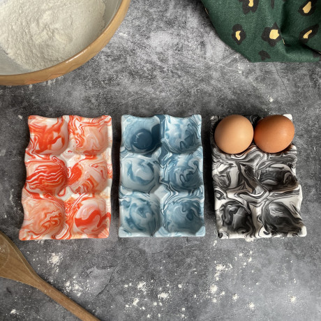 Teal Marble Design Egg Holder