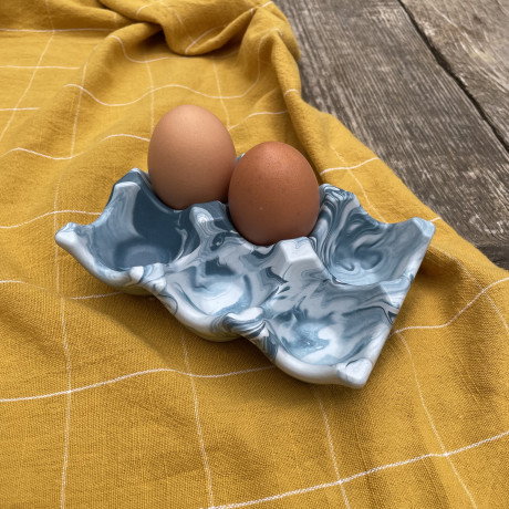 Teal Marble Design Egg Holder