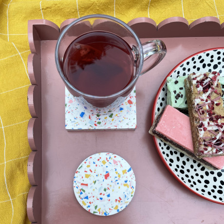 Rainbow Terrazzo Design Chunky Square Coasters Rainbow Terrazzo Design Chunky Square Coasters