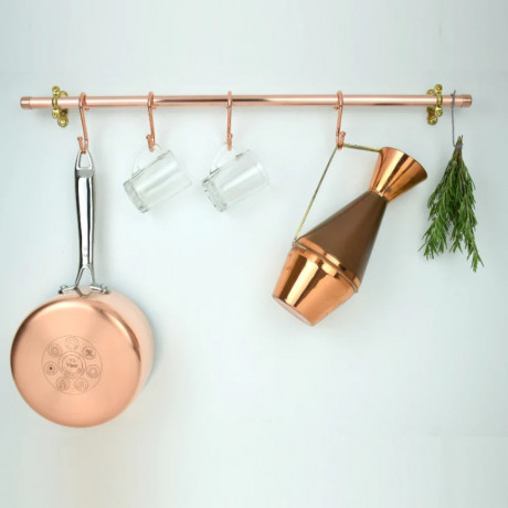 Wall Mounted Pot and Pan Ladder Copper Kitchen Storage Rack
