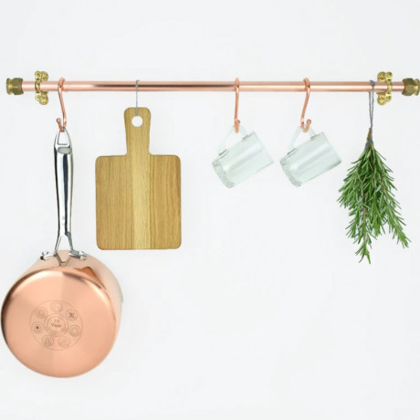 Wall Mounted Pot and Pan Ladder Copper Kitchen Storage Rack