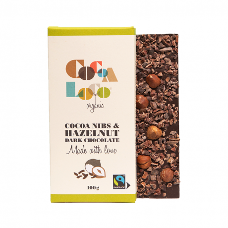 Dark Chocolate, Cocoa Nibs And Hazelnut Bar