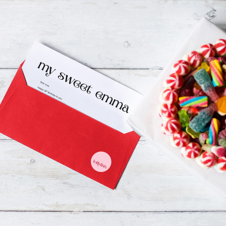 sweetie cake with gift note example