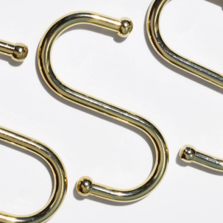 Brass "S" Hooks. Pot Rack Hooks. Brass Hooks. Kitchen Hooks. (Set of 5 )Five.