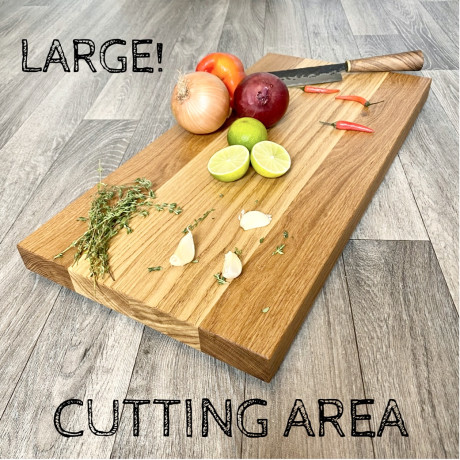 Extra Large Oak Chopping Board - Thick Solid Oak Heavy Duty wooden Chopping Block - Great Serving Board Fitted with 4 black rubber feet