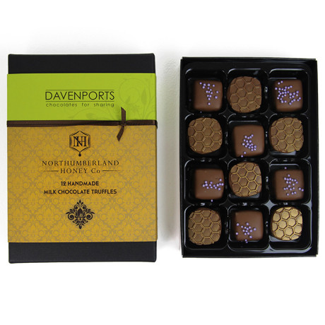 Northumberland Honey Truffles Gift Box of Handmade Chocolates, 12 pieces