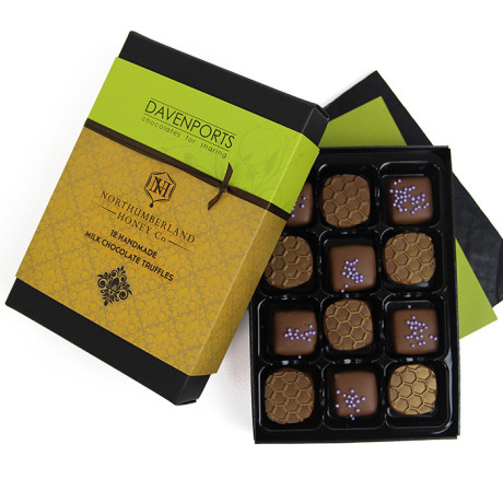 Northumberland Honey Truffles Gift Box of Handmade Chocolates, 12 pieces