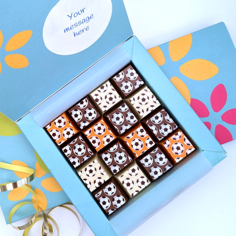 Personalised Chocolate Message With Mosaic Footballs