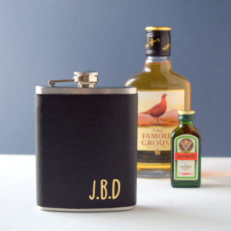 Personalised Leather Initial Hipflask