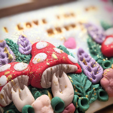 Personalised Hand Iced Tiny Toadstool Mini Postal Biscuit Slab