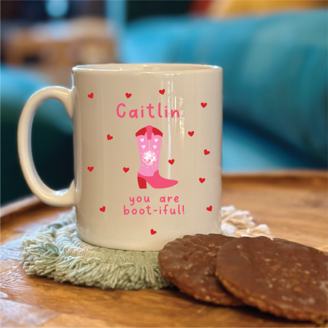 Personalised Cowboy Boot Valentine's Mug