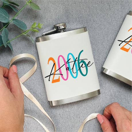 Personalised Colourful Birth Year Hip Flask