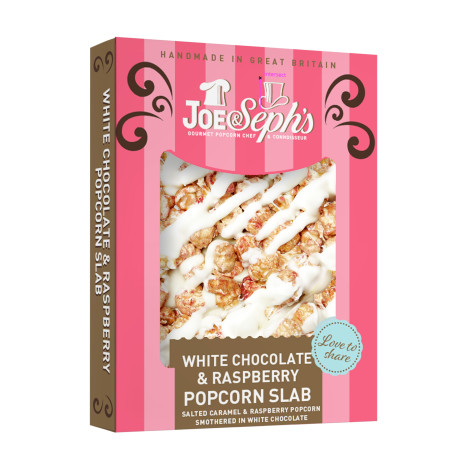 White Chocolate & Raspberry Popcorn Slab 115g White Chocolate & Raspberry Popcorn Slab 115g