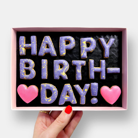 Happy Birthday! Letterbox Message Cookies Purple
