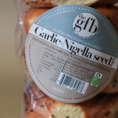 Nigella Seed and Garlic Bagels- Gluten Free Sourdough (Packet of 5)