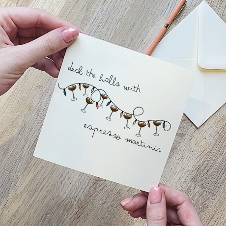 Deck The Halls With Espresso Martini Christmas Card