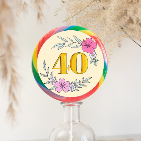 40th Birthday Yellow Floral Giant Lollipop