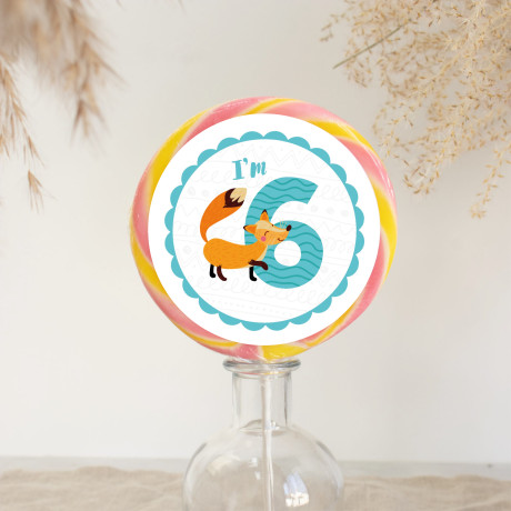 I'm 6 Birthday Fox Giant Lollipop