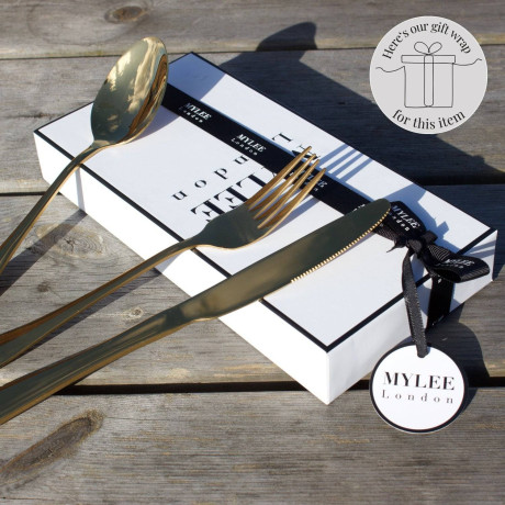 Personalised Stainless Steel Gold 3-Piece Cutlery Set
