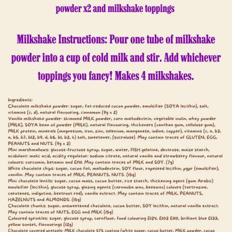 Chocolate and Vanilla Milkshake Gift Kit Letterbox Size