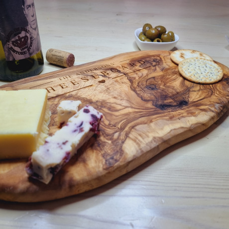 personalised olive wood cheeseboard engagement gift