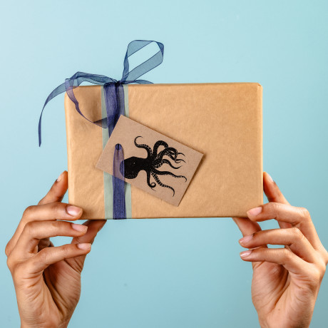 Gift Wrap with Octopus Tag – Gift Wrapped Handmade Chocolates Gift Wrap with Octopus Tag – Gift Wrapped Handmade Chocolates
